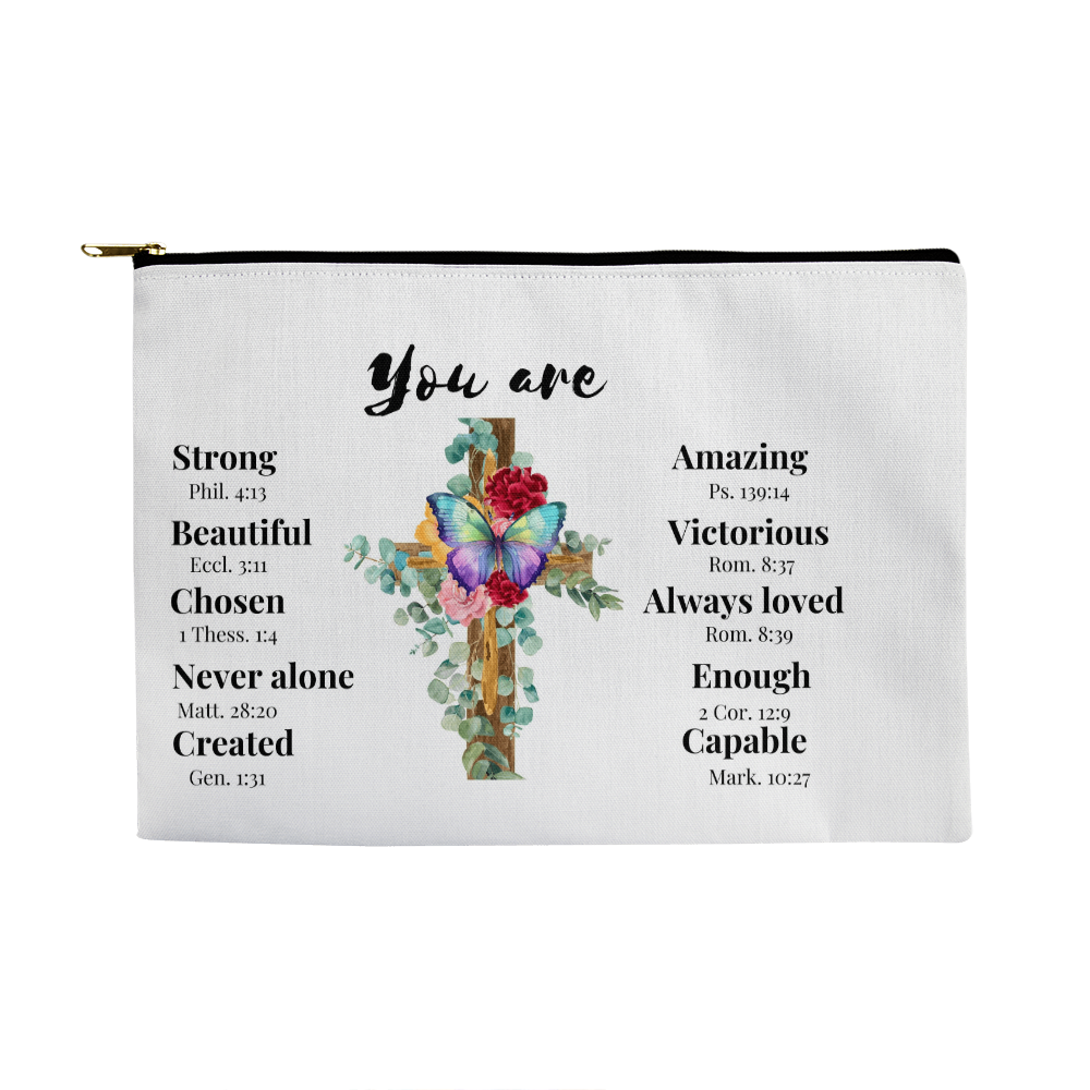 You Are Inspirational Large Zippered Pouch - Double-Sided Print