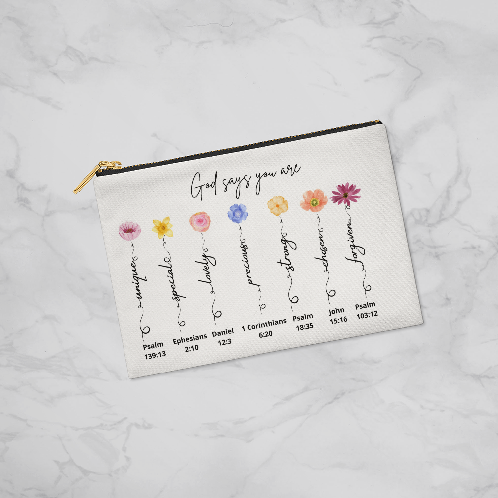 God Says You Are Large Zippered Pouch - Faith-Based Gift