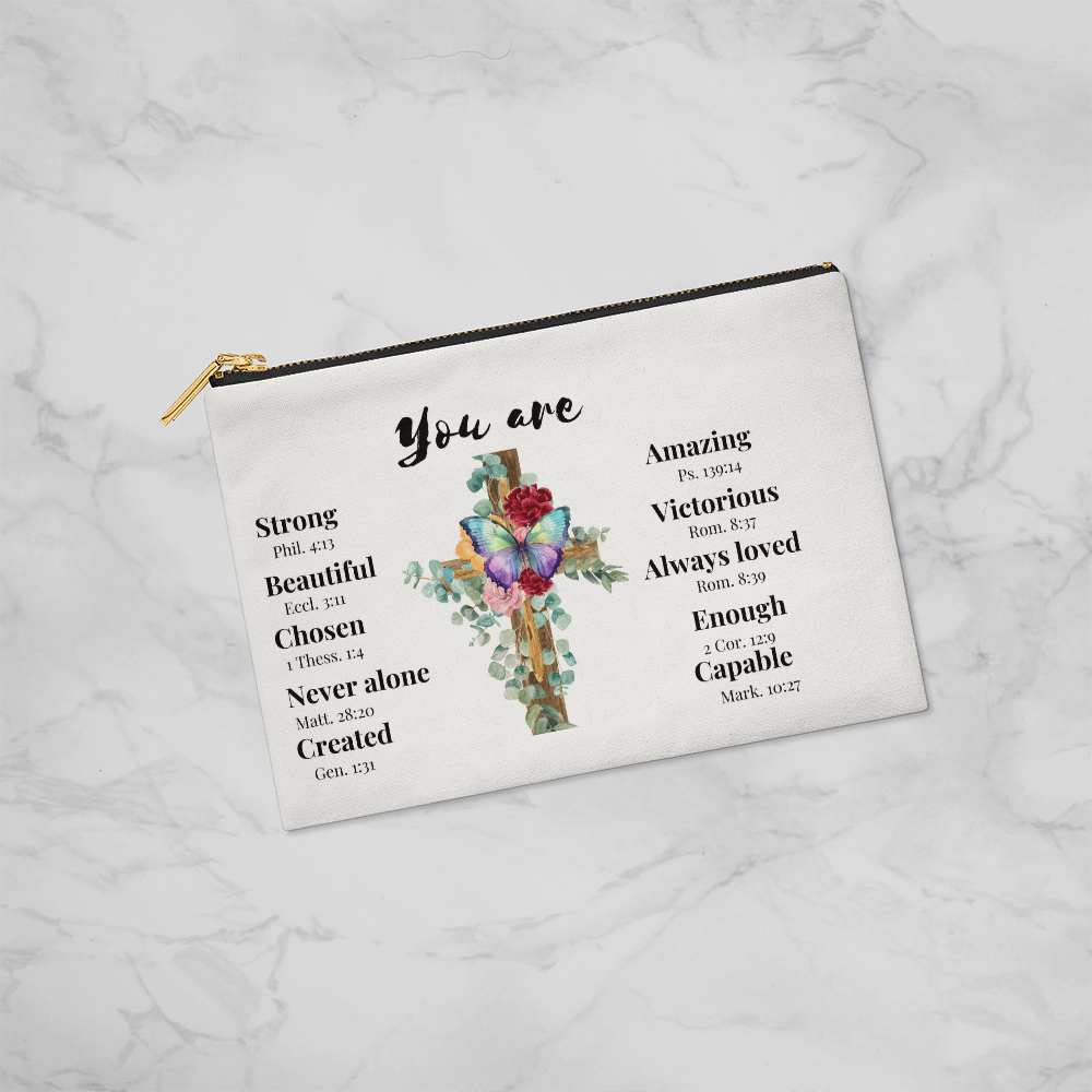 You Are Inspirational Large Zippered Pouch - Double-Sided Print