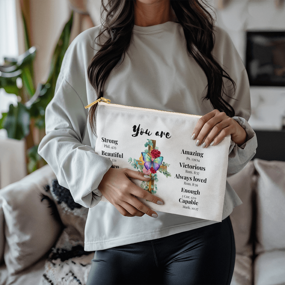 You Are Inspirational Large Zippered Pouch - Double-Sided Print