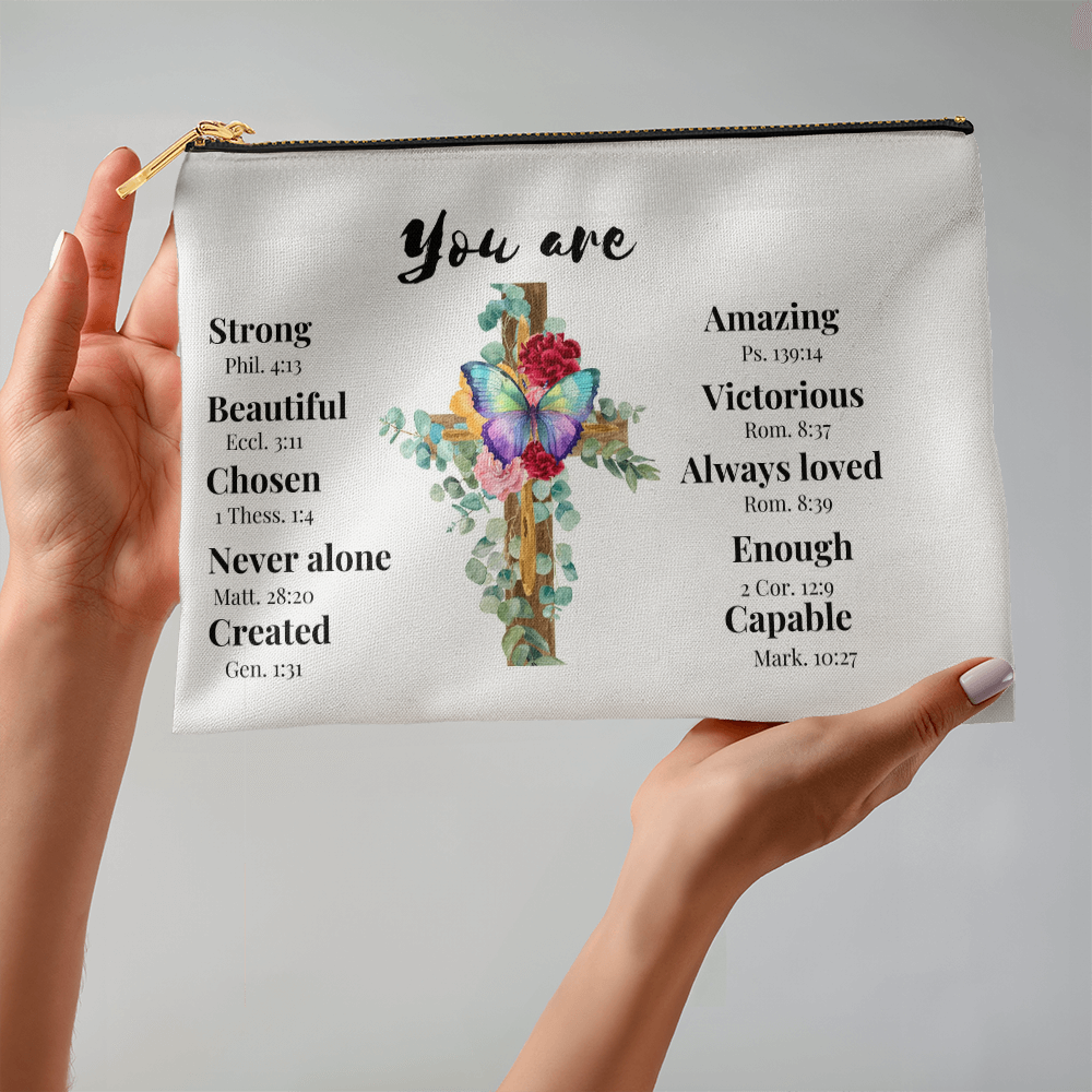 You Are Inspirational Large Zippered Pouch - Double-Sided Print