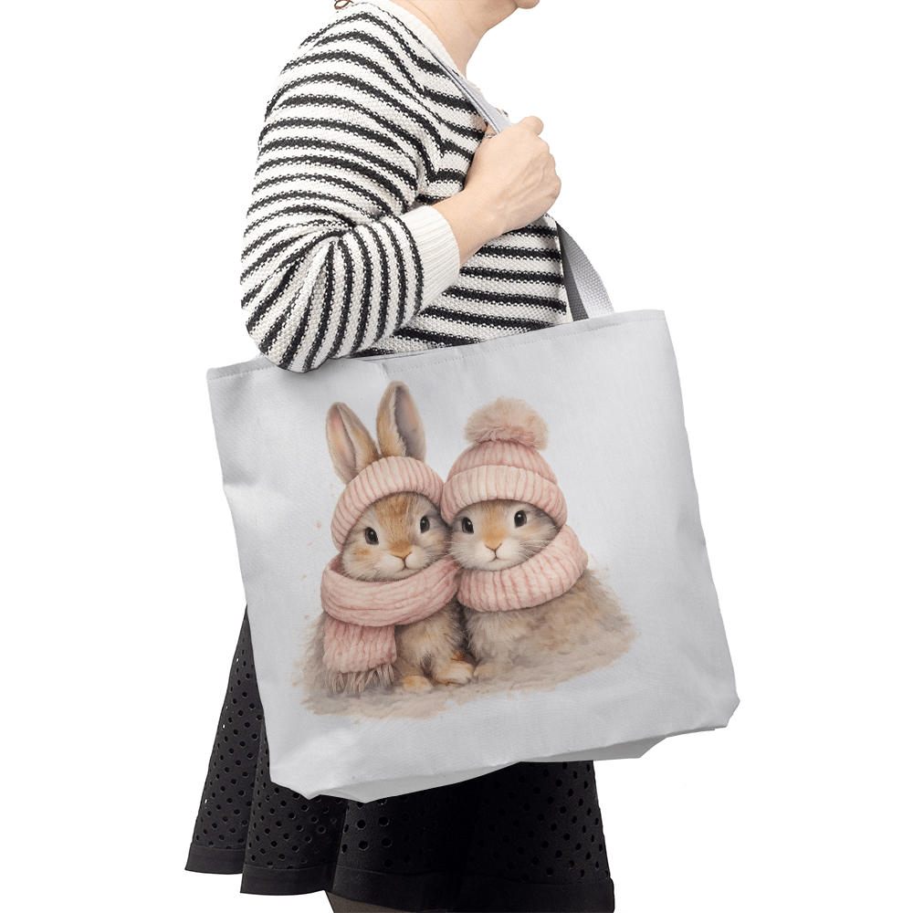 Two Bunnies Classic Tote Bag - Double-Sided Printed Design