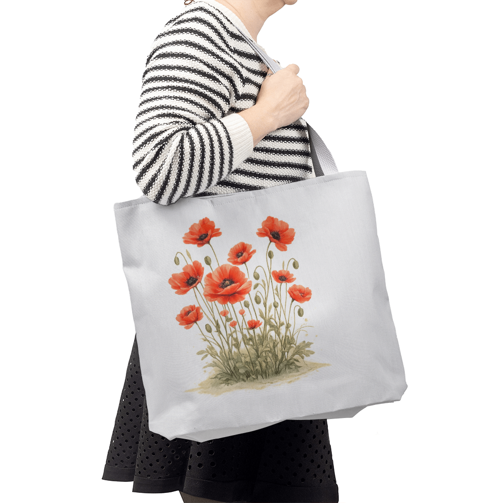 Red Poppies Classic Tote Bag - Double-Sided Printed Design