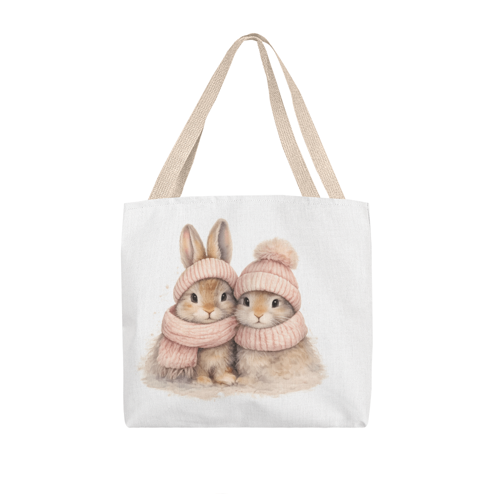 Two Bunnies Classic Tote Bag - Double-Sided Printed Design