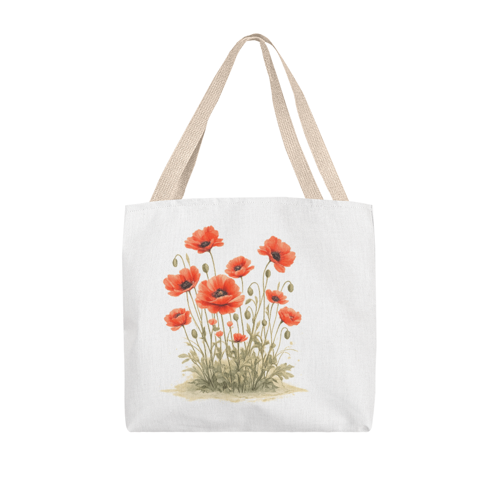 Red Poppies Classic Tote Bag - Double-Sided Printed Design