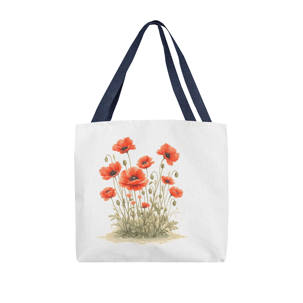 Red Poppies Classic Tote Bag - Double-Sided Printed Design