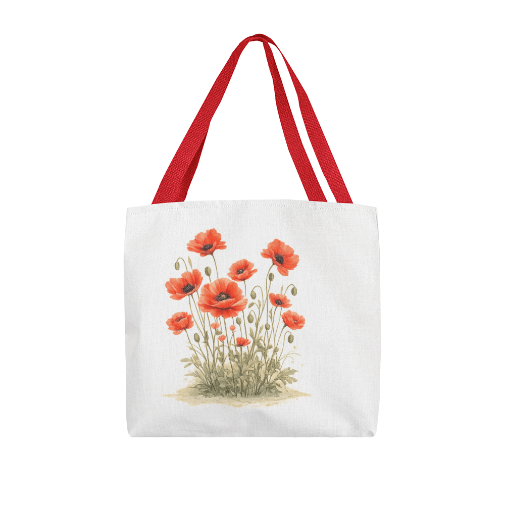 Red Poppies Classic Tote Bag - Double-Sided Printed Design