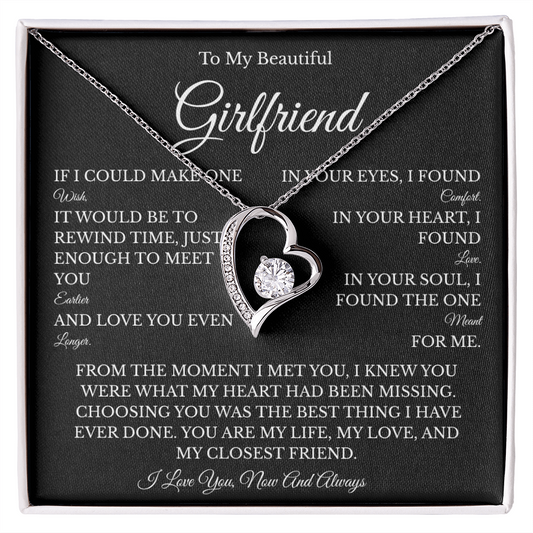 Girlfriend Forever Love Necklace with Message Card – Romantic Gift for Her | White Gold or Yellow Gold