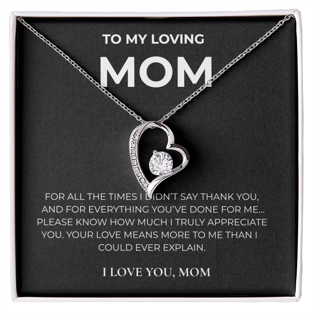 To My Loving Mom – Forever Love Crystal Heart Necklace