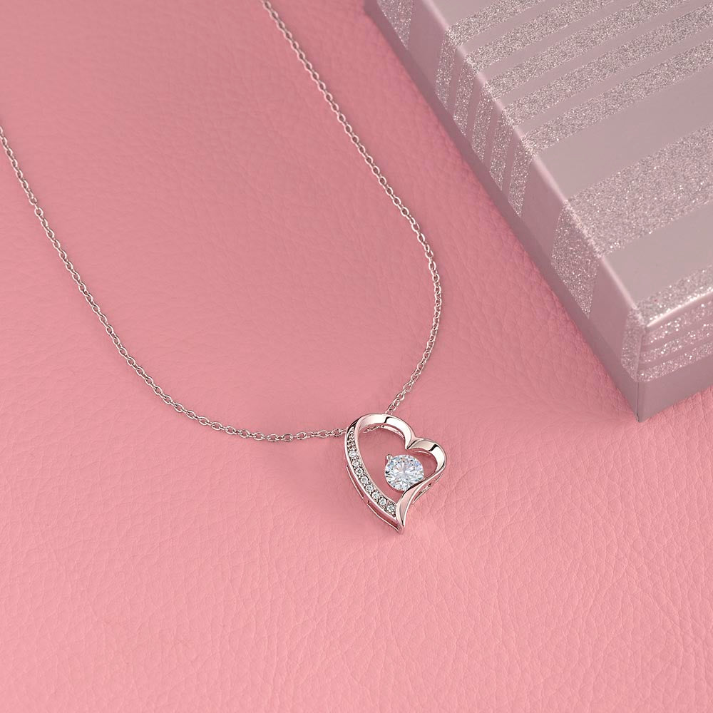 To My Loving Mom – Forever Love Crystal Heart Necklace