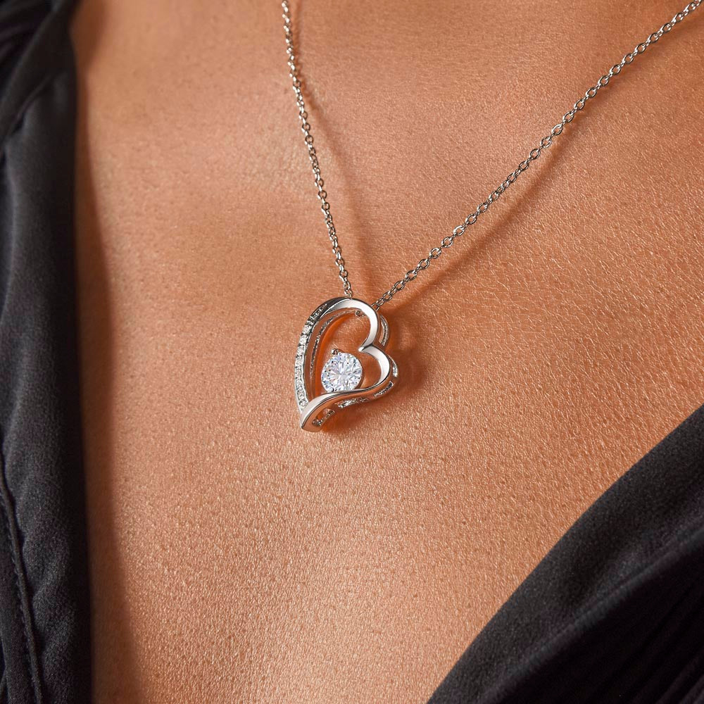 To My Badass Daughter Forever Love Crystal Heart Necklace
