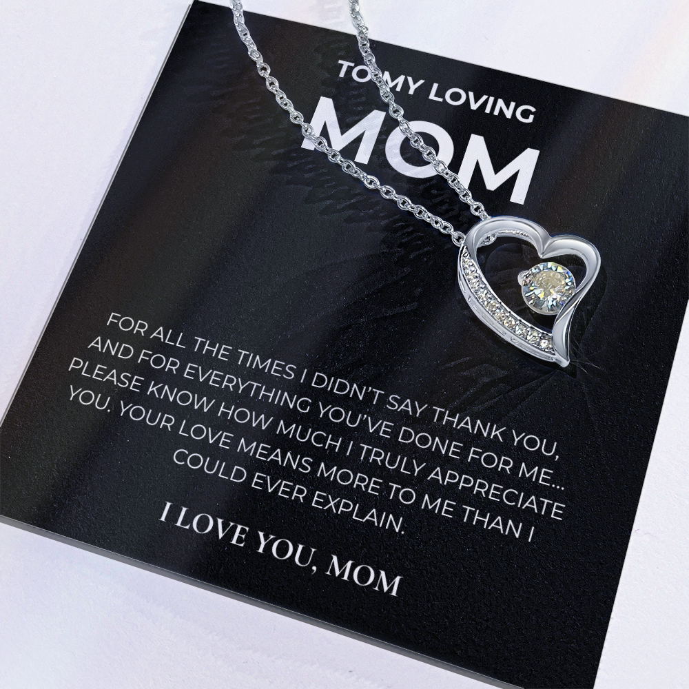 To My Loving Mom – Forever Love Crystal Heart Necklace