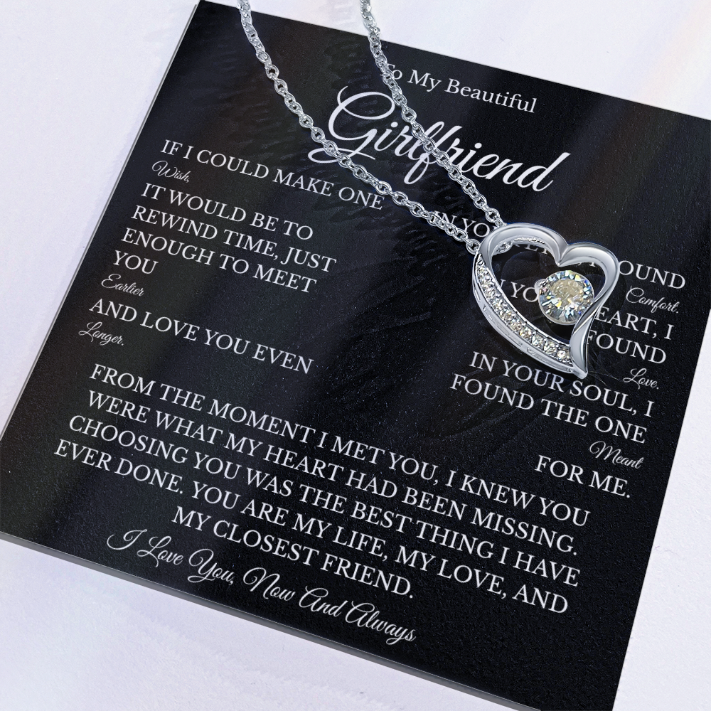 Girlfriend Forever Love Necklace with Message Card – Romantic Gift for Her | White Gold or Yellow Gold