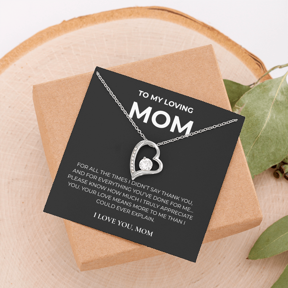 To My Loving Mom – Forever Love Crystal Heart Necklace