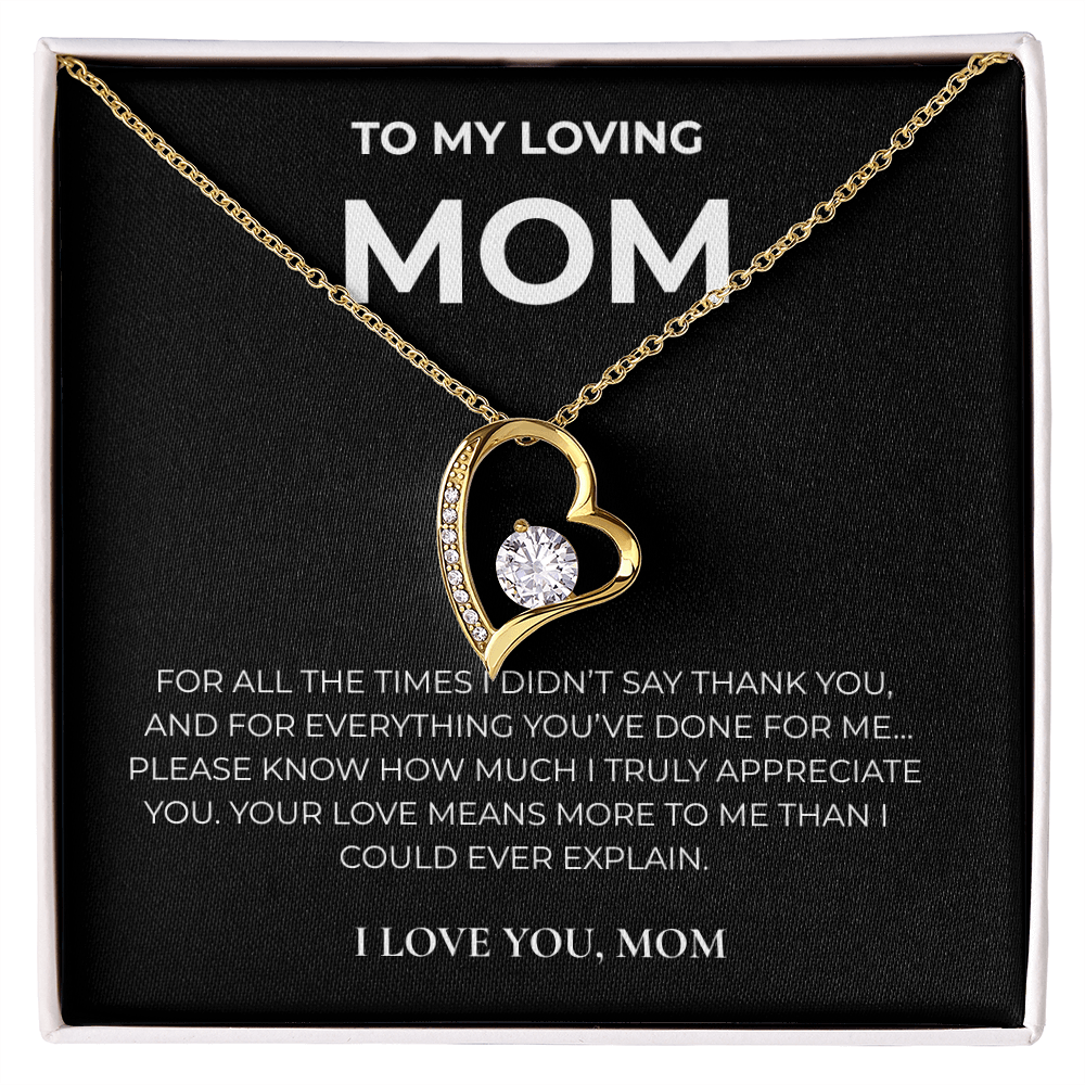 To My Loving Mom – Forever Love Crystal Heart Necklace