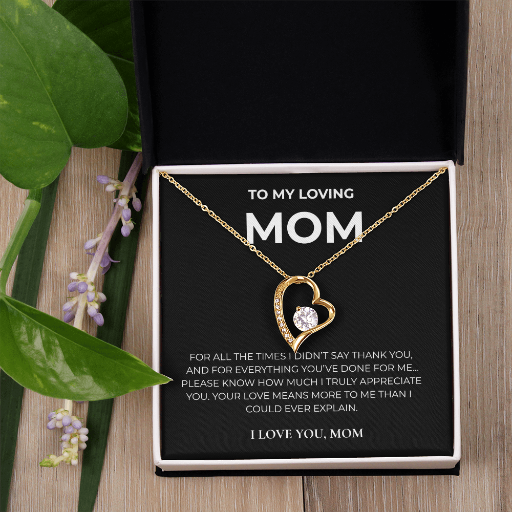 To My Loving Mom – Forever Love Crystal Heart Necklace