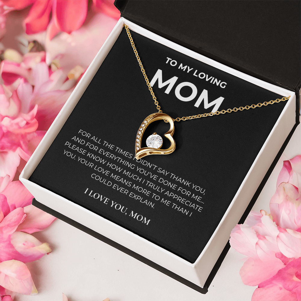 To My Loving Mom – Forever Love Crystal Heart Necklace