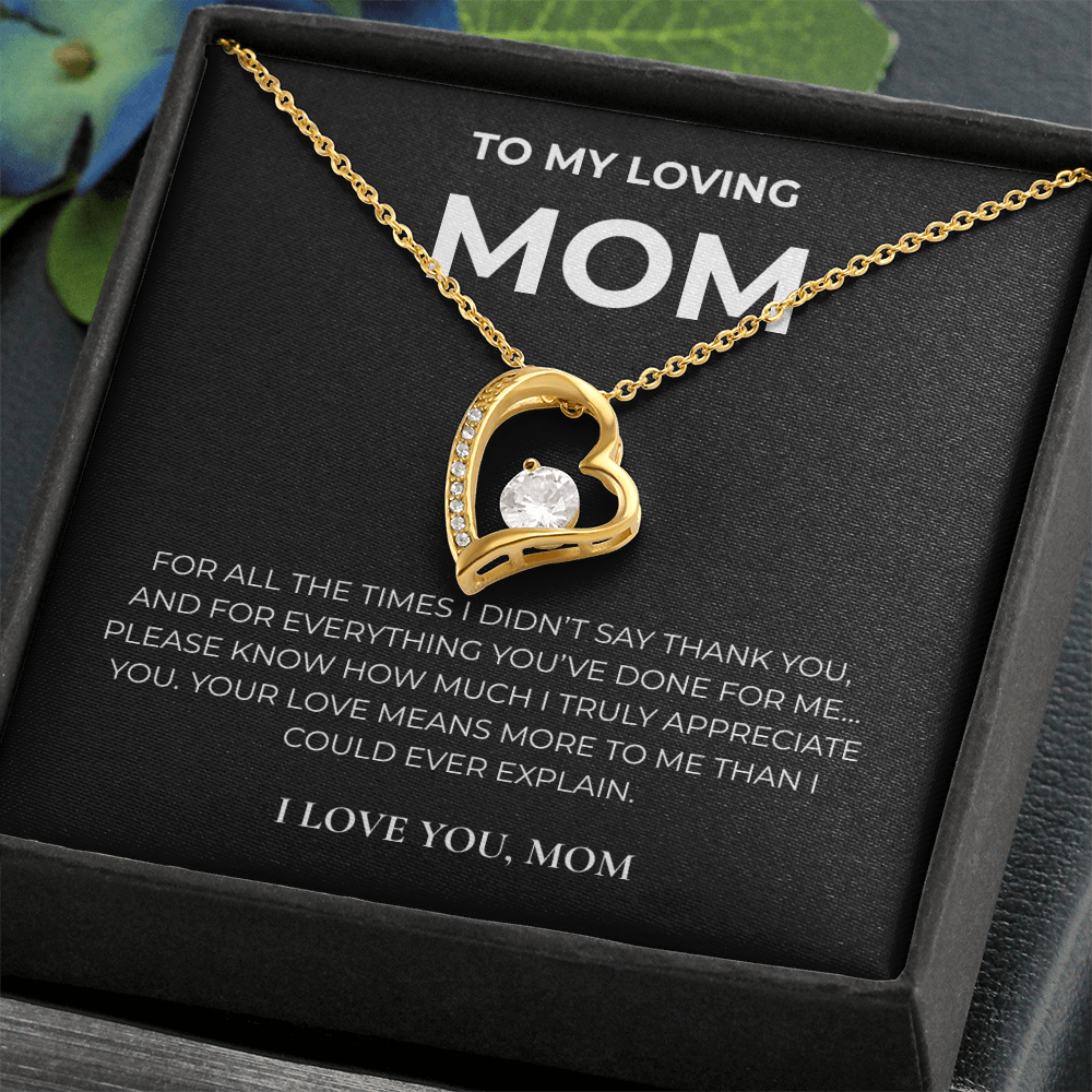 To My Loving Mom – Forever Love Crystal Heart Necklace