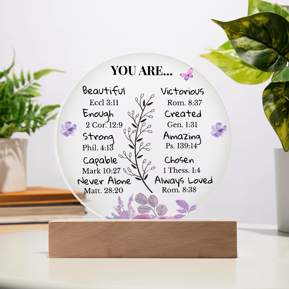Inspirational Circle Acrylic Plaque with LED Light Base