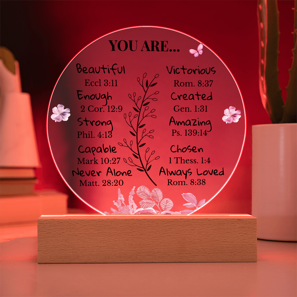 Inspirational Circle Acrylic Plaque with LED Light Base