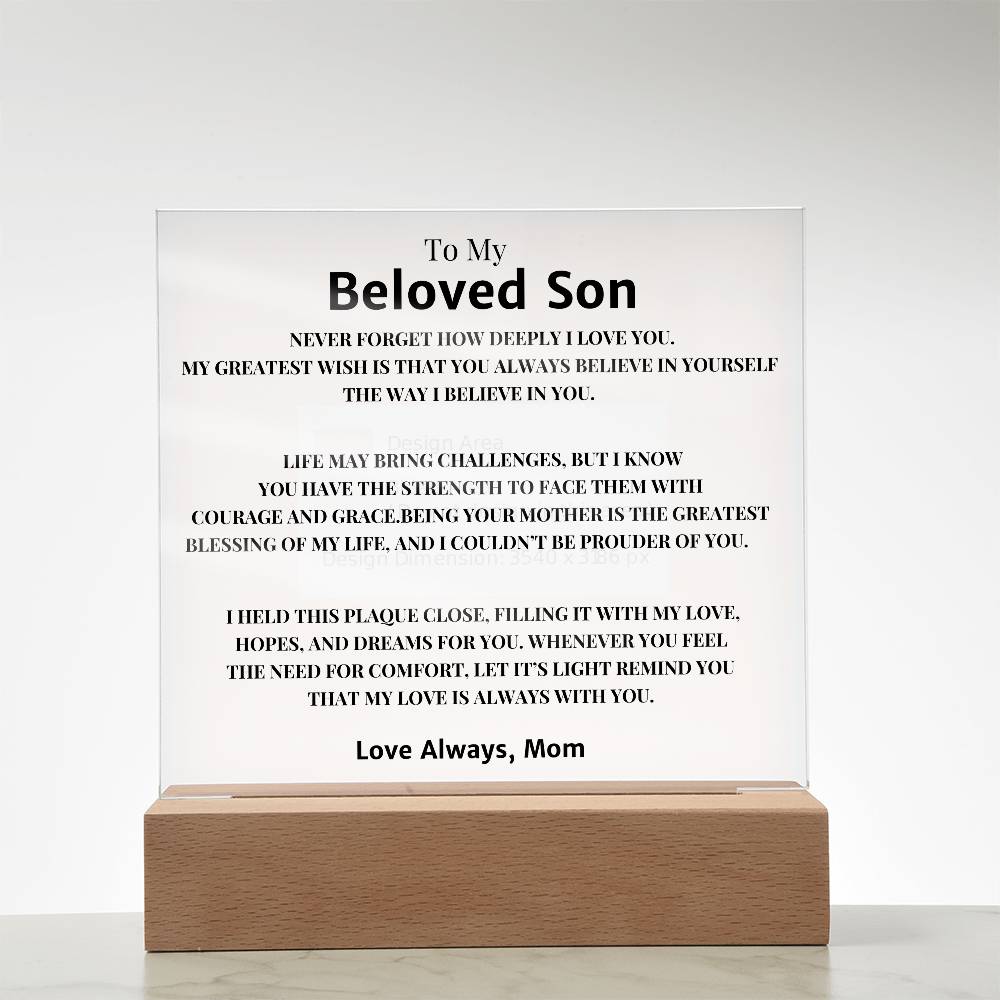 To My Son Gift - Personalized Acrylic Plaque for Special Moments