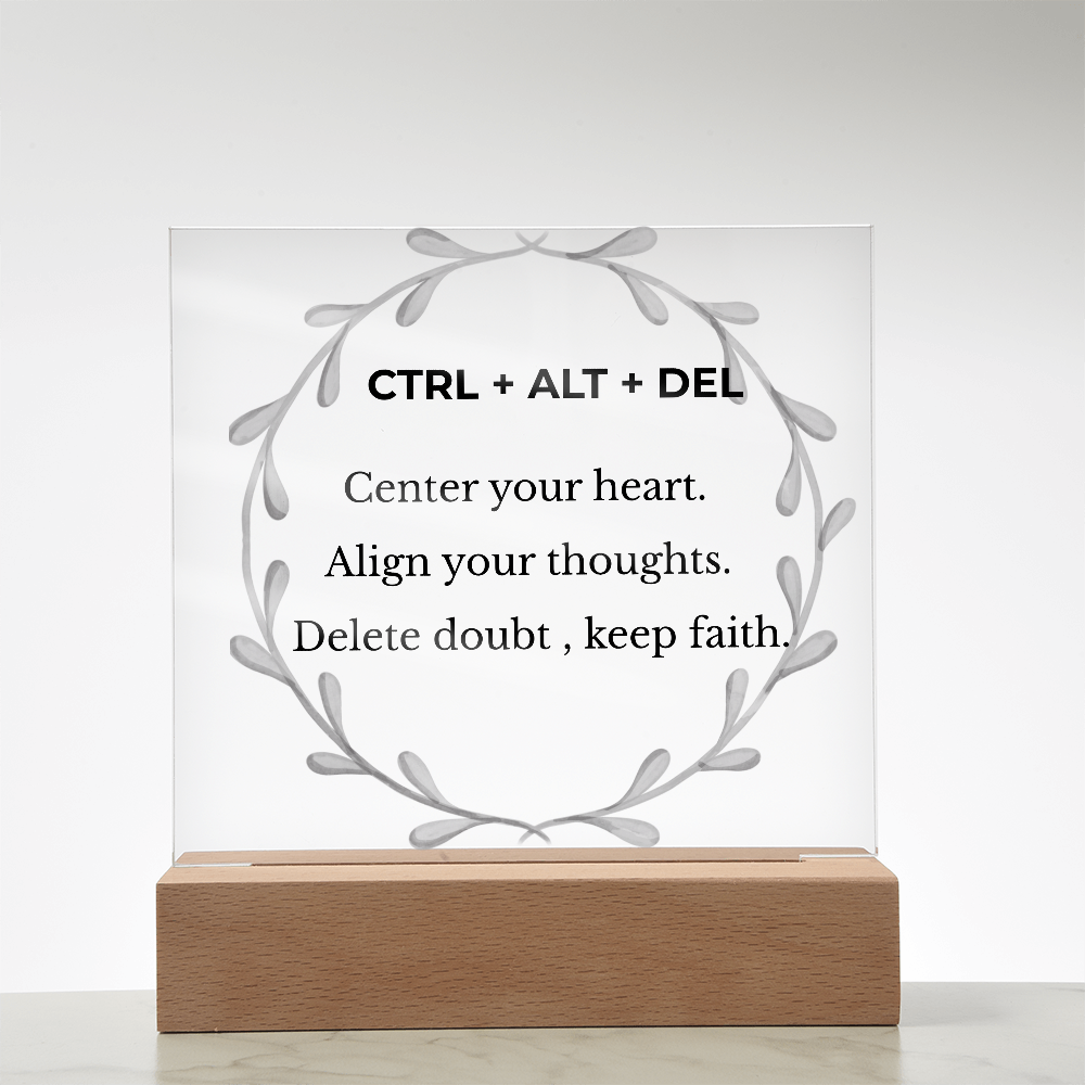 CTRL + ALT + DEL Printed Acrylic Plaque – Motivational Desk Décor