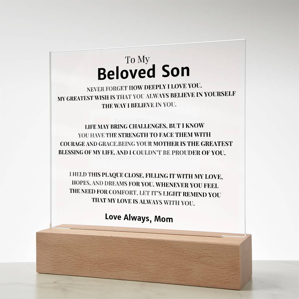 To My Son Gift - Personalized Acrylic Plaque for Special Moments