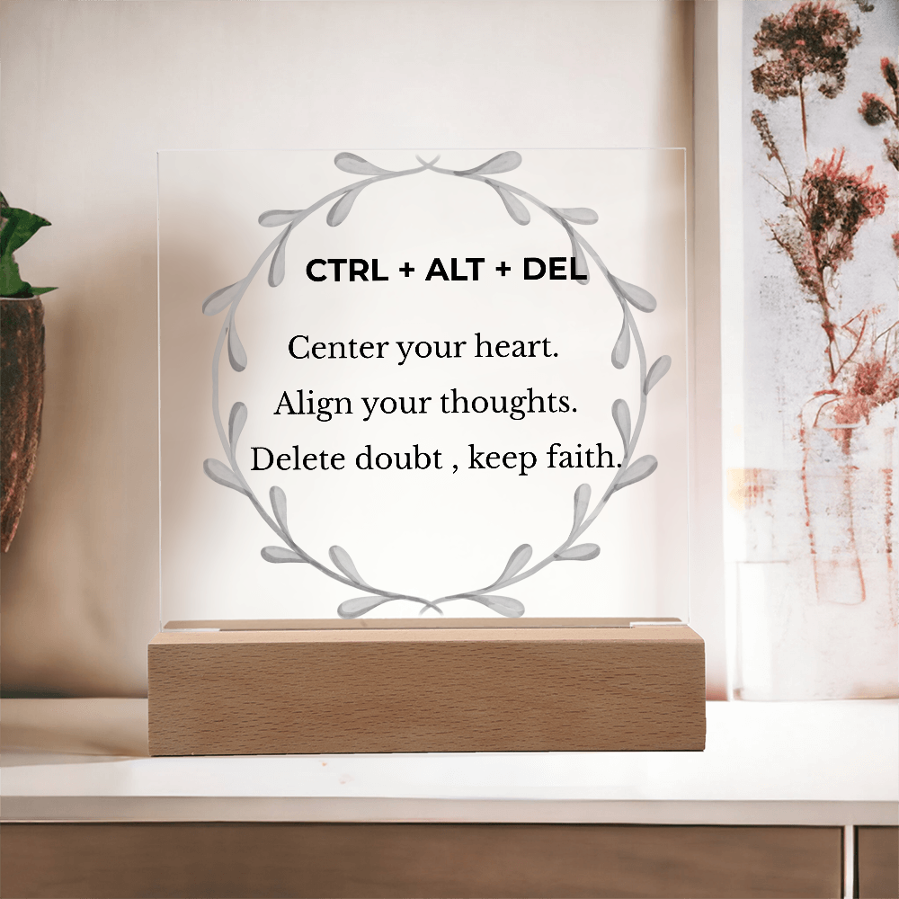 CTRL + ALT + DEL Printed Acrylic Plaque – Motivational Desk Décor