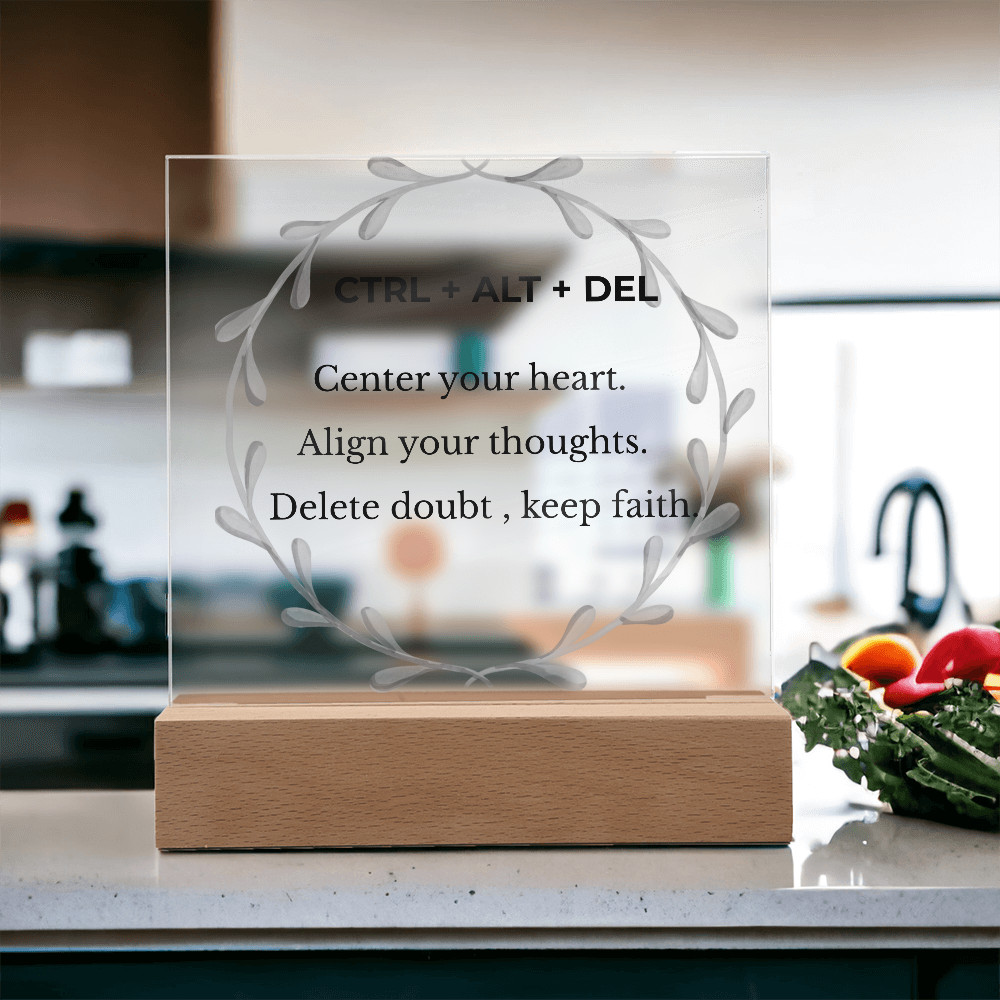 CTRL + ALT + DEL Printed Acrylic Plaque – Motivational Desk Décor