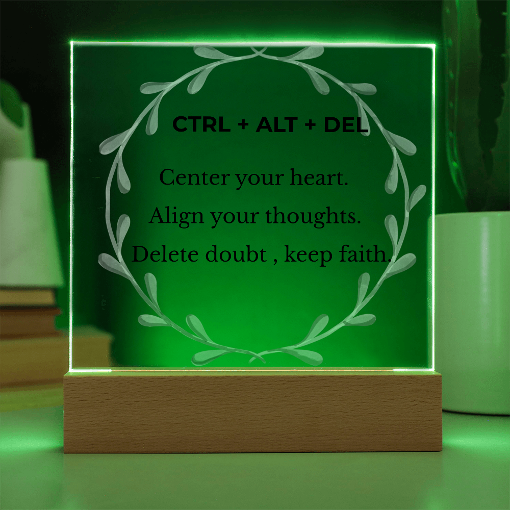 CTRL + ALT + DEL Printed Acrylic Plaque – Motivational Desk Décor