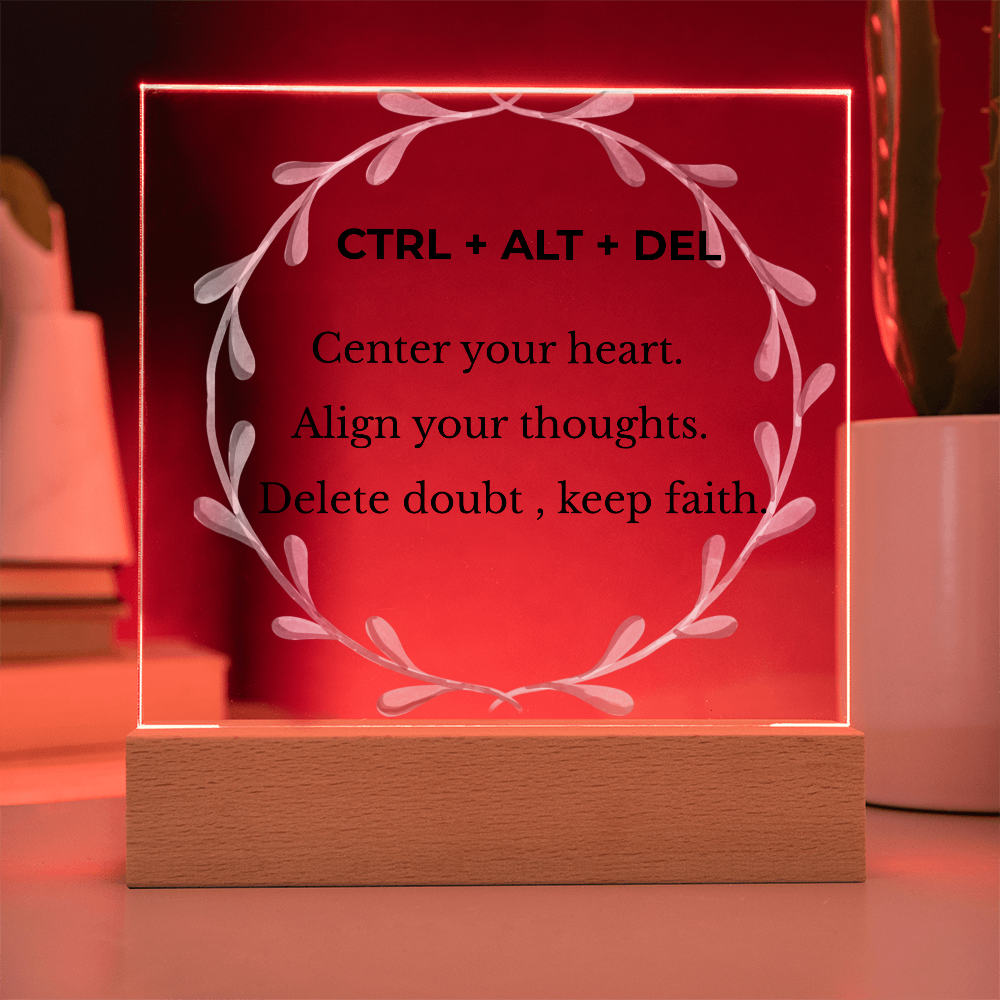 CTRL + ALT + DEL Printed Acrylic Plaque – Motivational Desk Décor