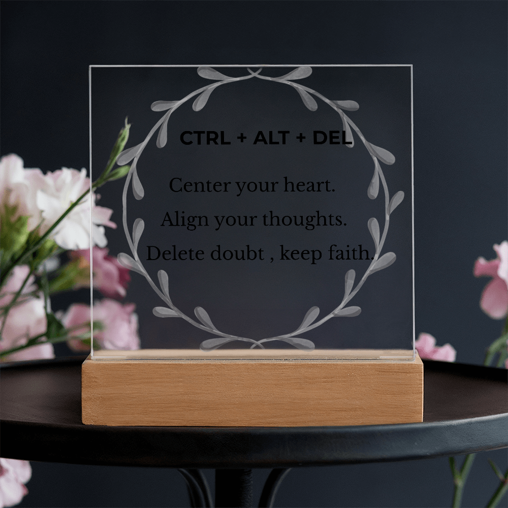 CTRL + ALT + DEL Printed Acrylic Plaque – Motivational Desk Décor