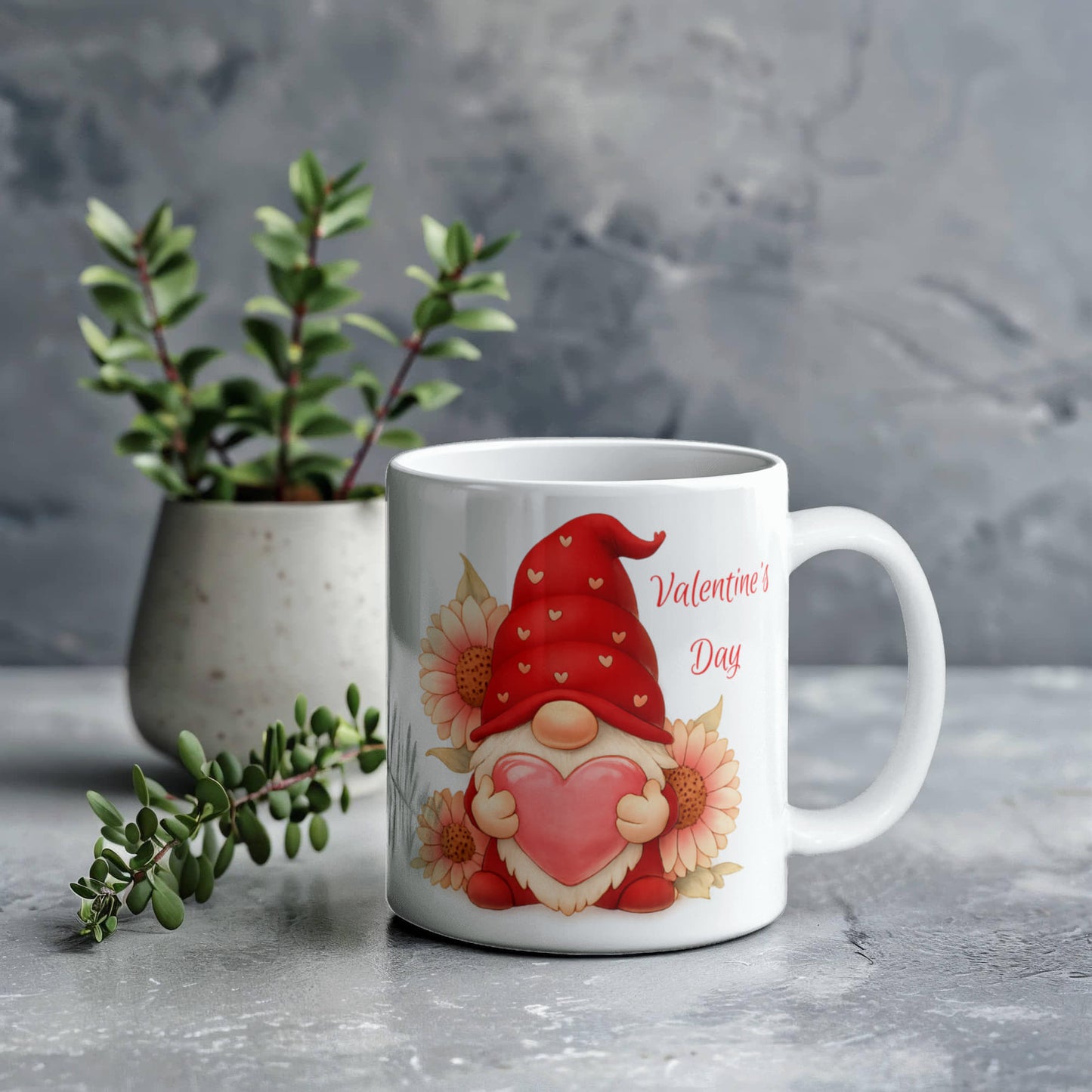 Valentine Gnome Mug – Cute Heart Gnome Cup