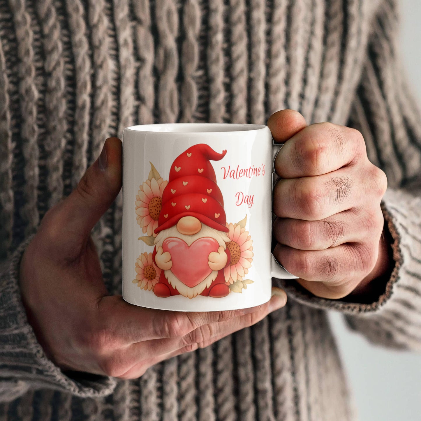 Valentine Gnome Mug – Cute Heart Gnome Cup