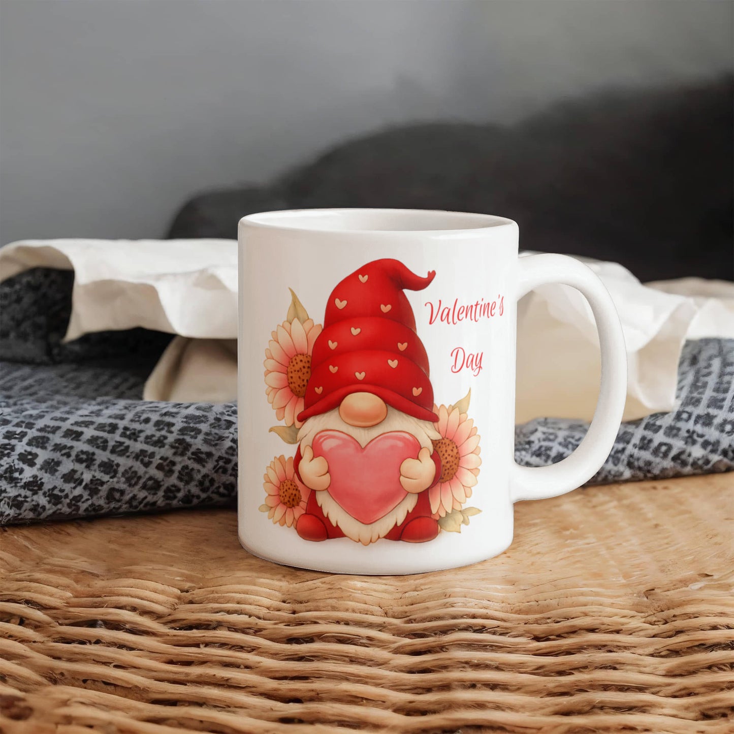 Valentine Gnome Mug – Cute Heart Gnome Cup