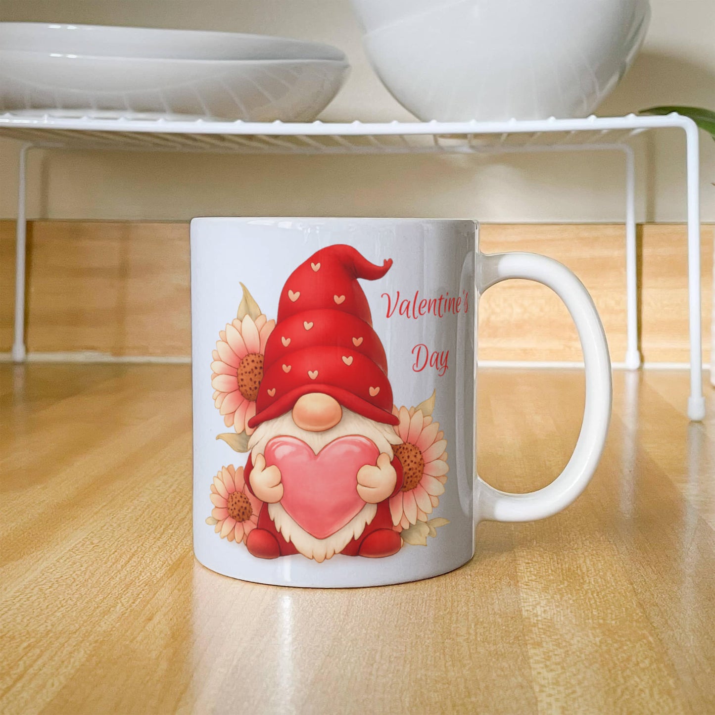 Valentine Gnome Mug – Cute Heart Gnome Cup