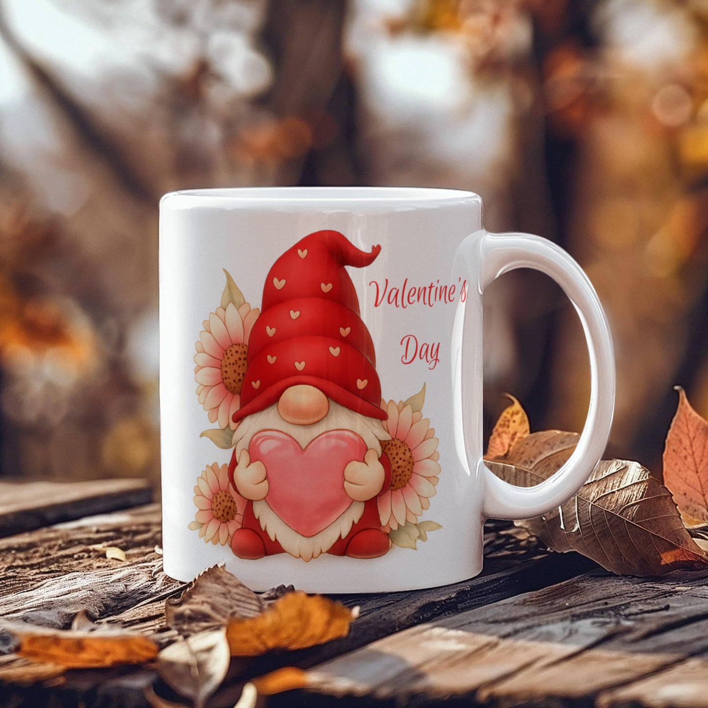 Valentine Gnome Mug – Cute Heart Gnome Cup