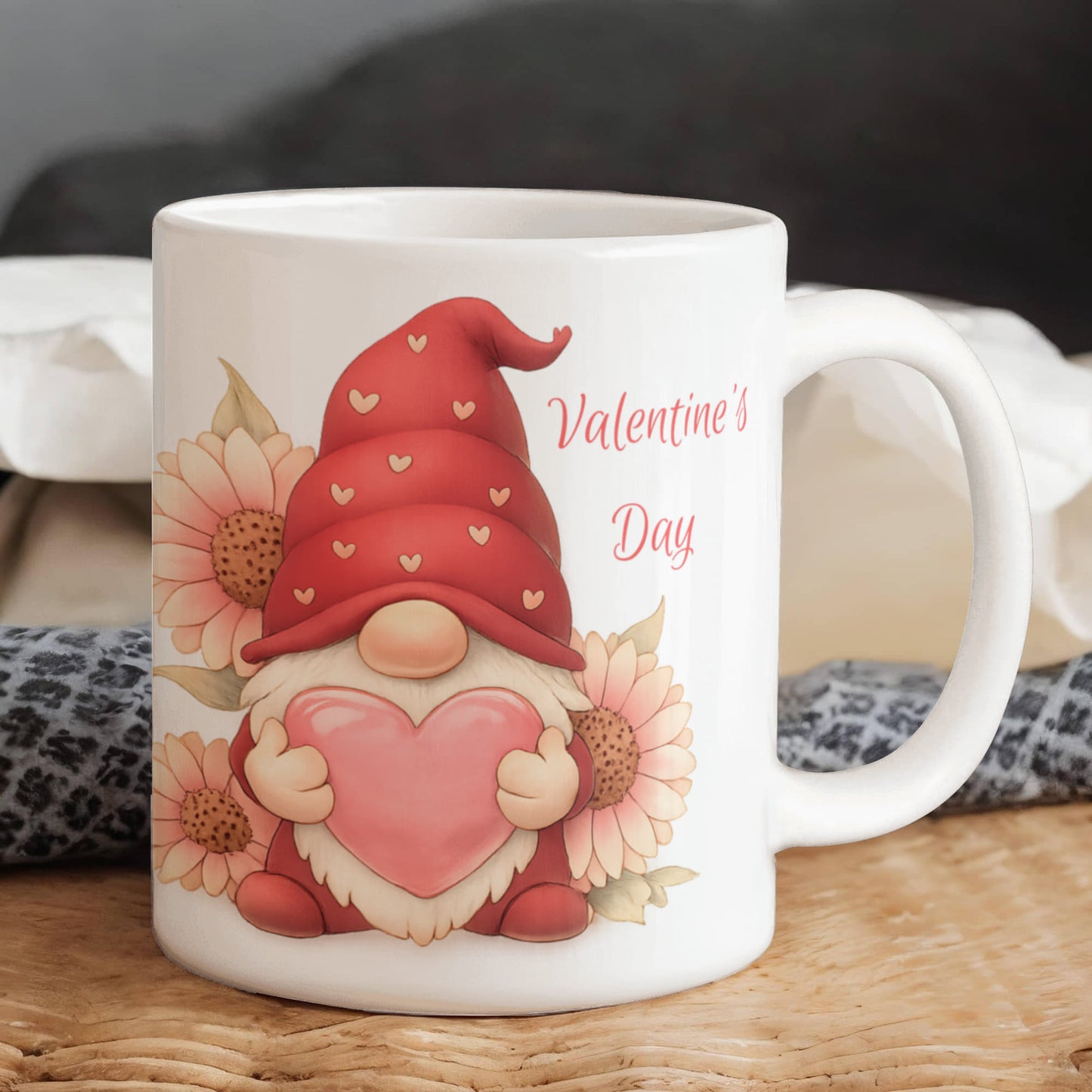 Valentine Gnome Mug – Cute Heart Gnome Cup