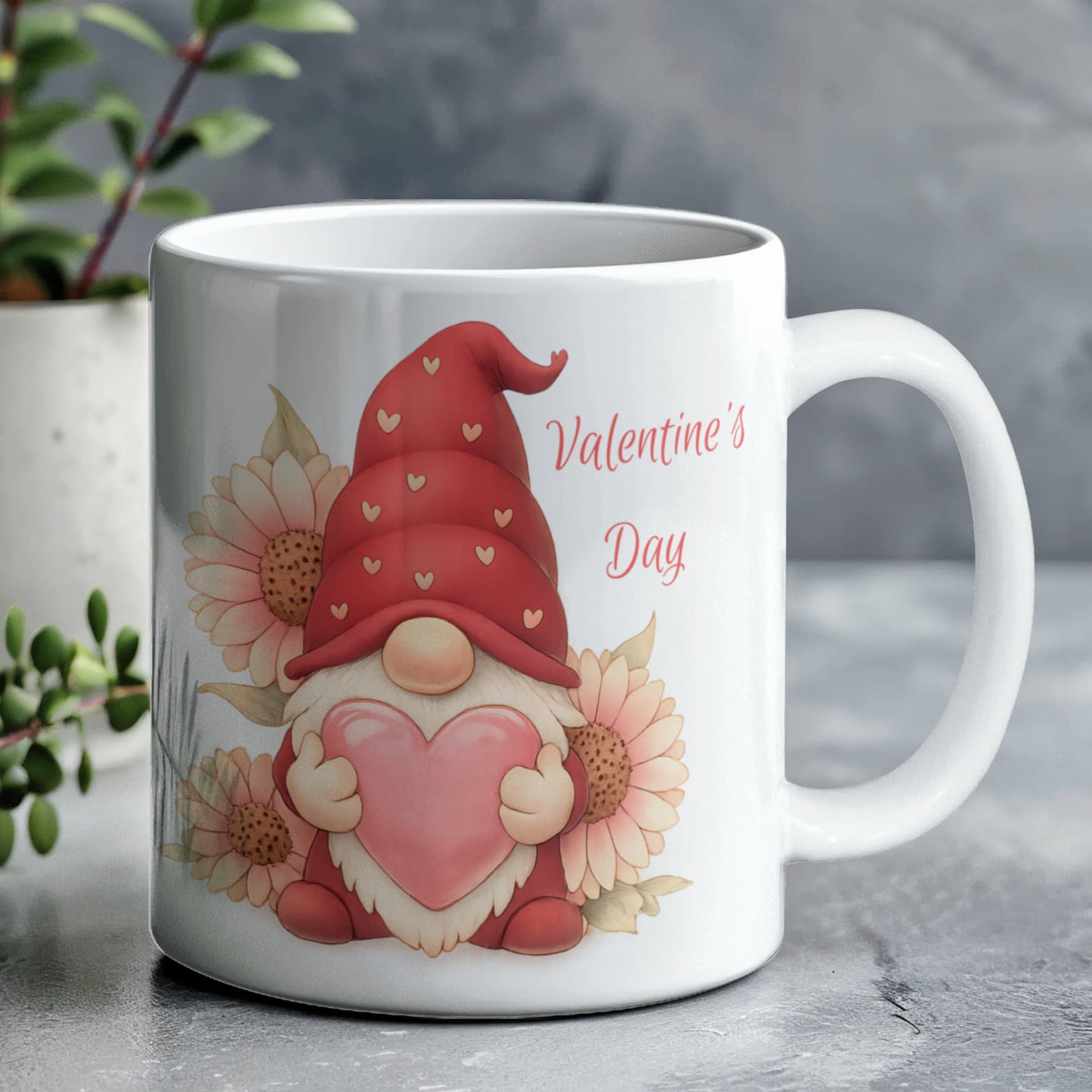 Valentine Gnome Mug – Cute Heart Gnome Cup