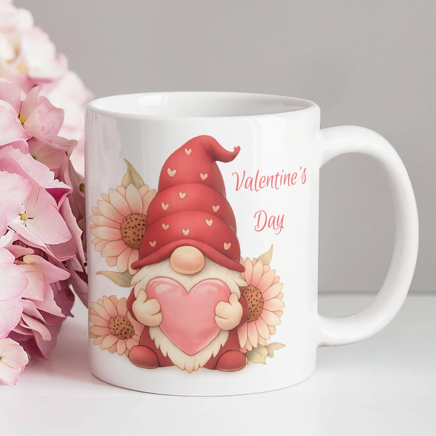 Valentine Gnome Mug – Cute Heart Gnome Cup