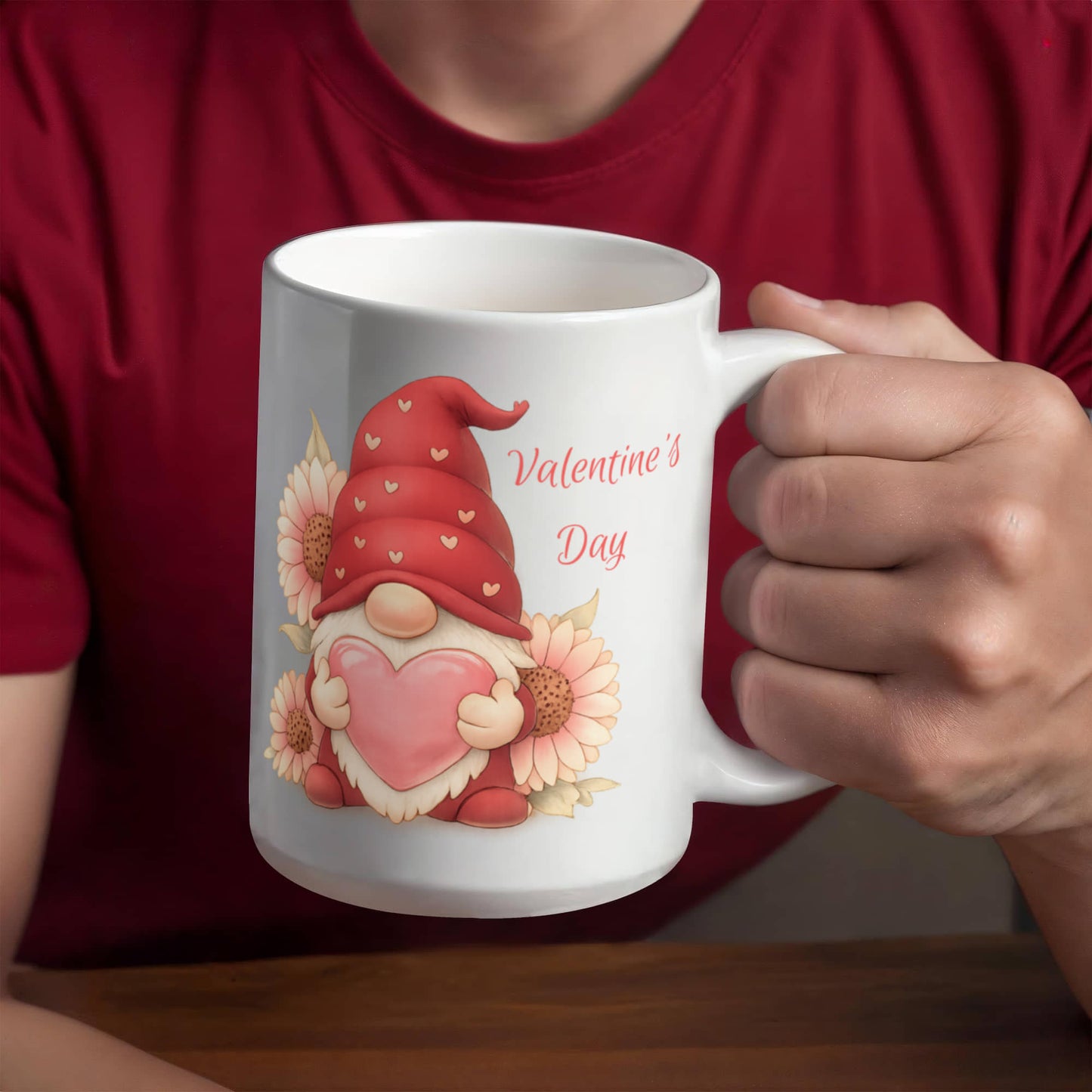 Valentine Gnome Mug – Cute Heart Gnome Cup