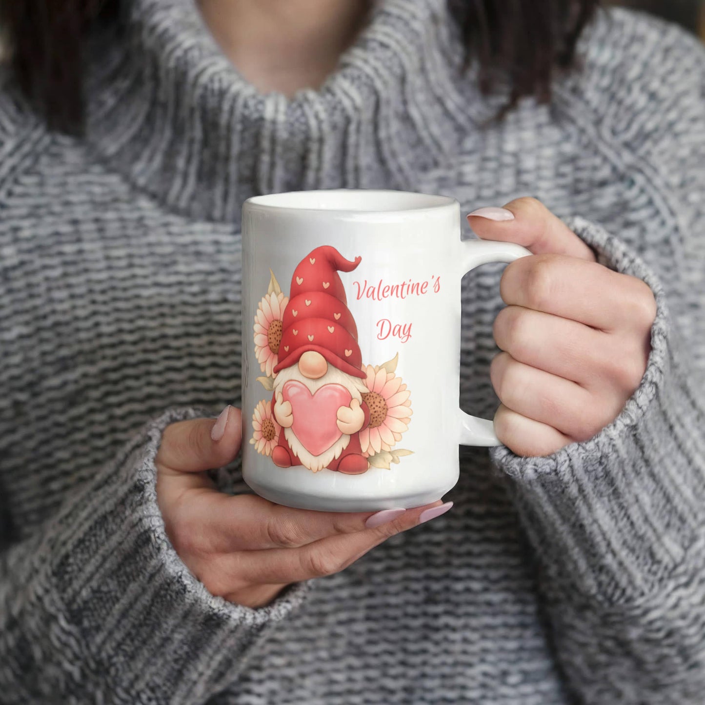 Valentine Gnome Mug – Cute Heart Gnome Cup