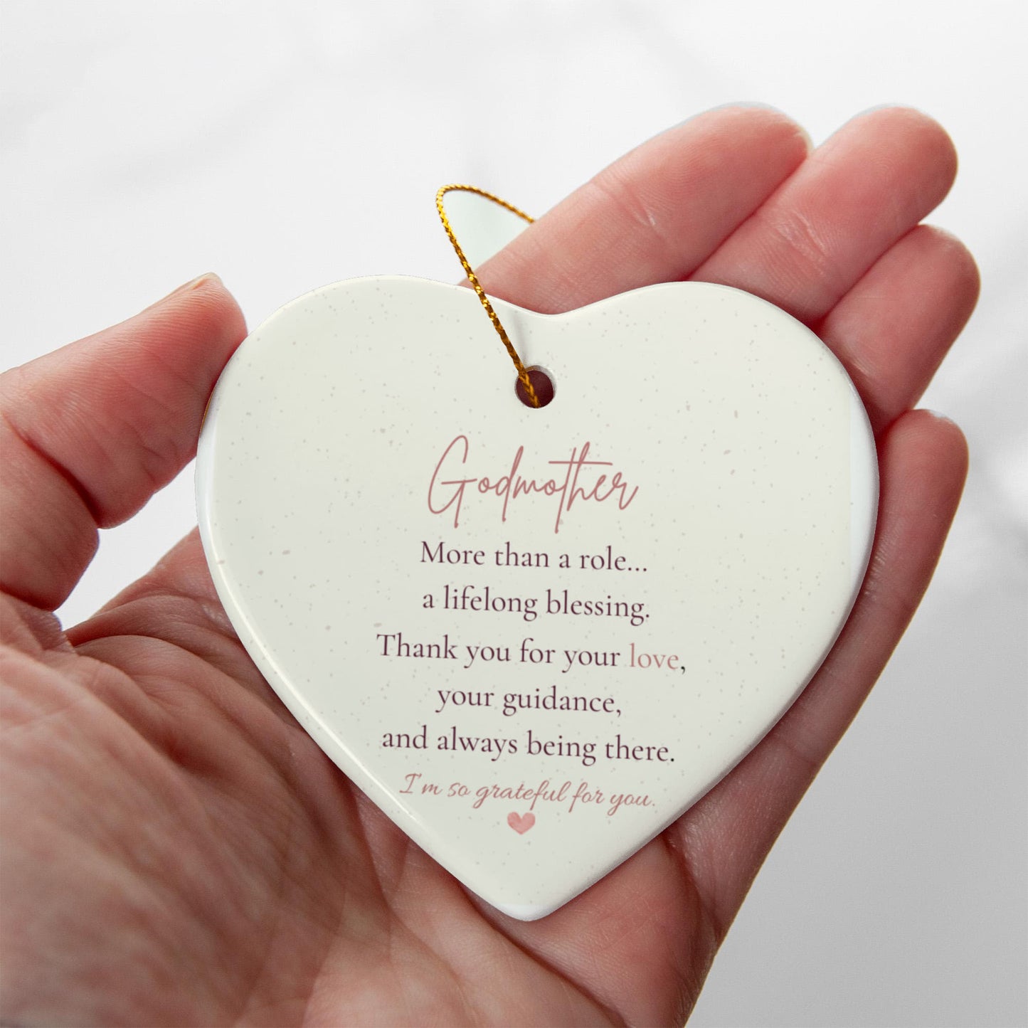Godmother – Cherished Ceramic Heart Ornament Keepsake Gift
