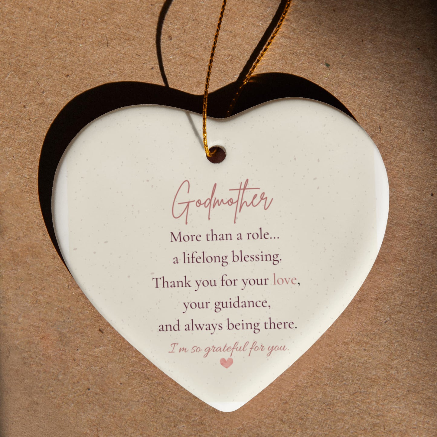 Godmother – Cherished Ceramic Heart Ornament Keepsake Gift