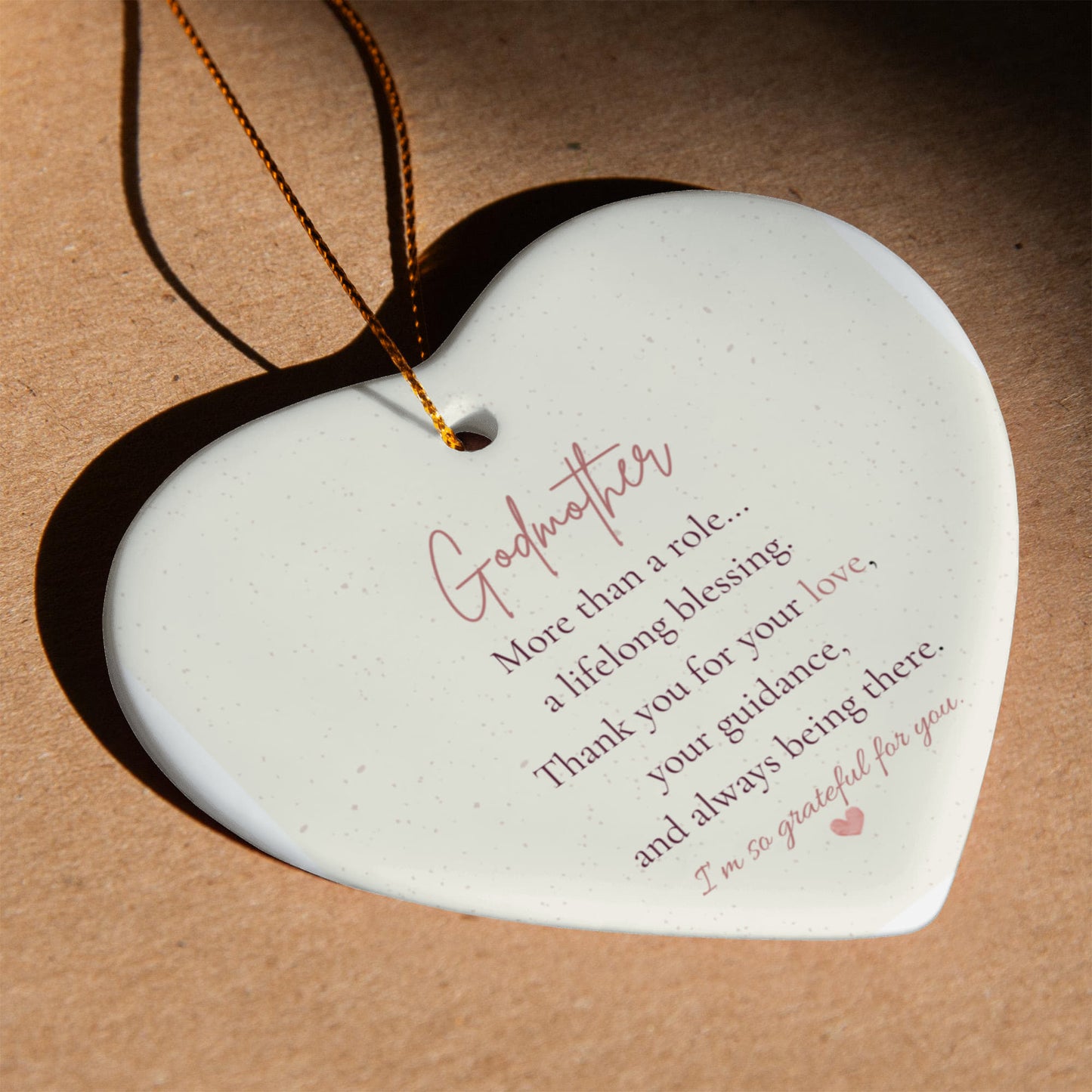 Godmother – Cherished Ceramic Heart Ornament Keepsake Gift