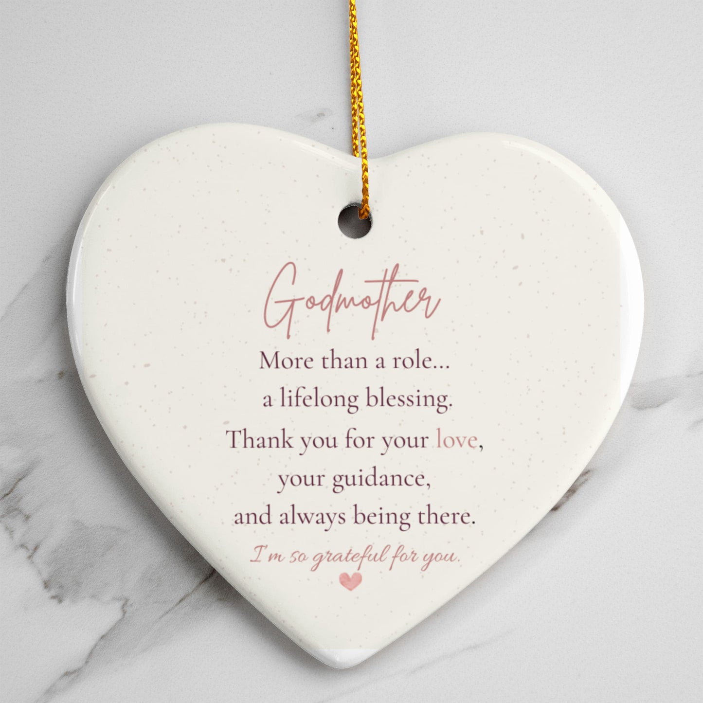 Godmother – Cherished Ceramic Heart Ornament Keepsake Gift