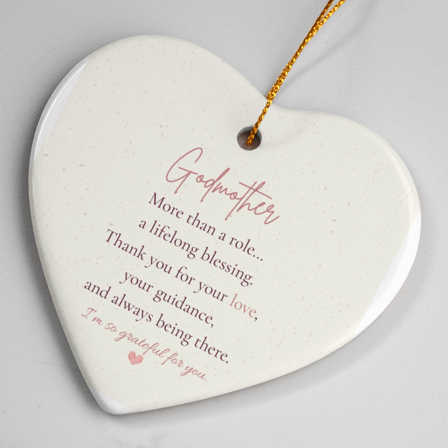 Godmother – Cherished Ceramic Heart Ornament Keepsake Gift