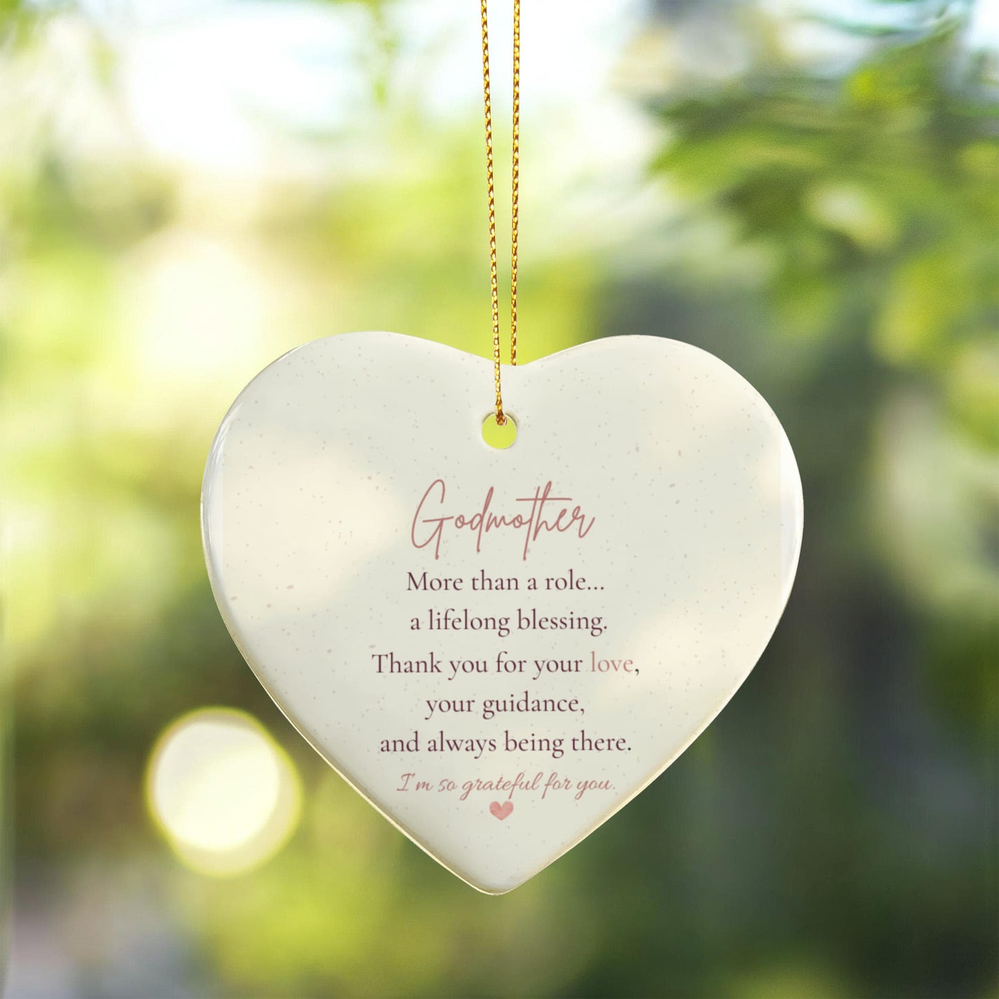 Godmother – Cherished Ceramic Heart Ornament Keepsake Gift
