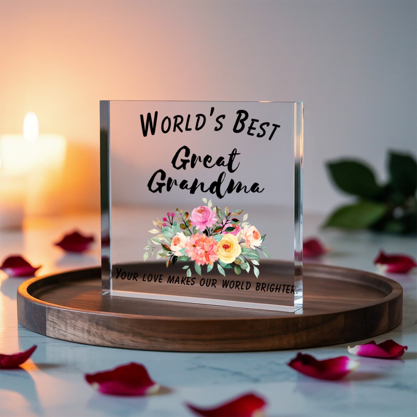 Printed Square Acrylic Plaque – World’s Best Great Grandma Gift