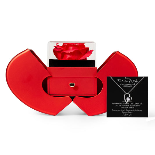 Future Wife Gift Set – Forever Love Necklace with Heart Rose Box | Romantic Gift for Fiancée or Girlfriend